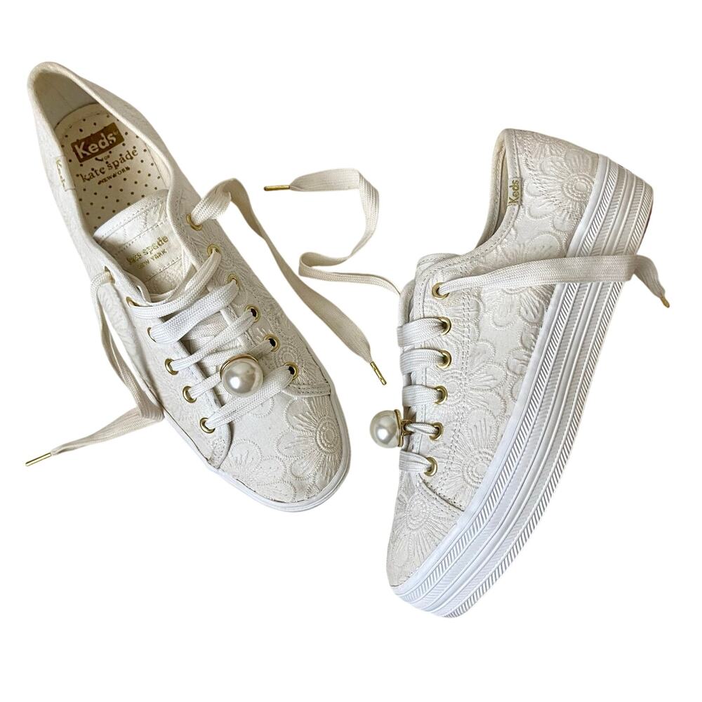 Keds x Kate Spade New York Triple Kick Floral Eyelet & Pearl Sneakers